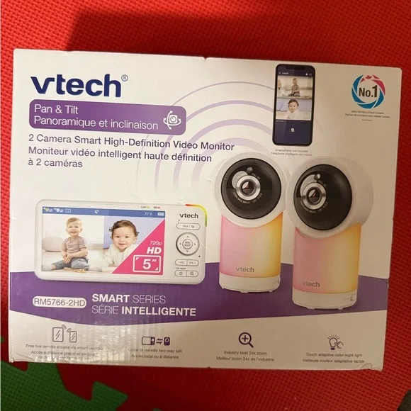 VTech 2 Camera Smart Video Monitor - Pink - Picture 2 of 3